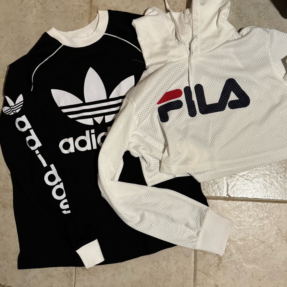 Fila cropped hoodie and adidas long sleeve